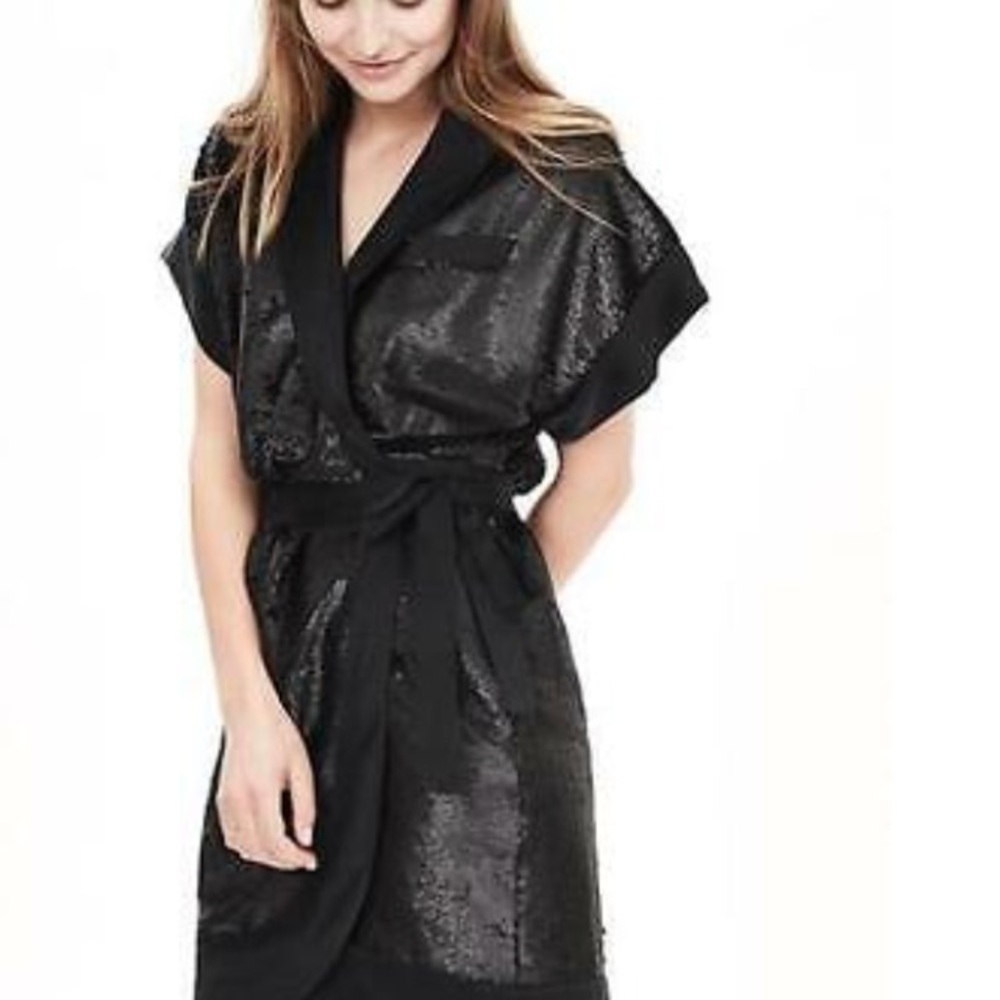 NWT Sequin Banana Republic Monogram Wrap Dress 0 - Picture 3 of 8